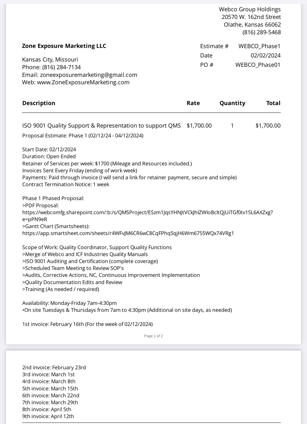 Webco Group Holdings QMS Consolidation