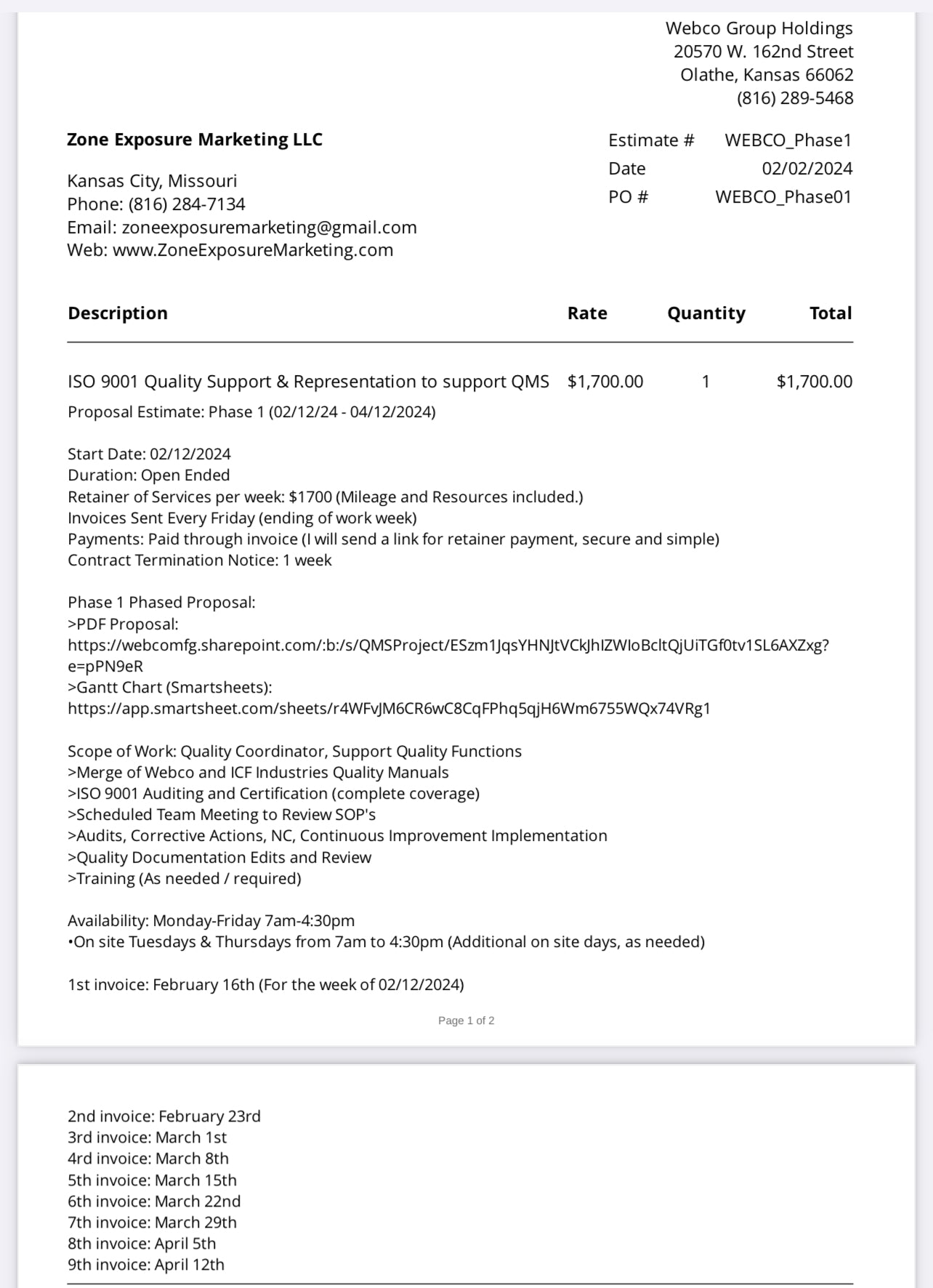 Webco Group Holdings QMS Consolidation